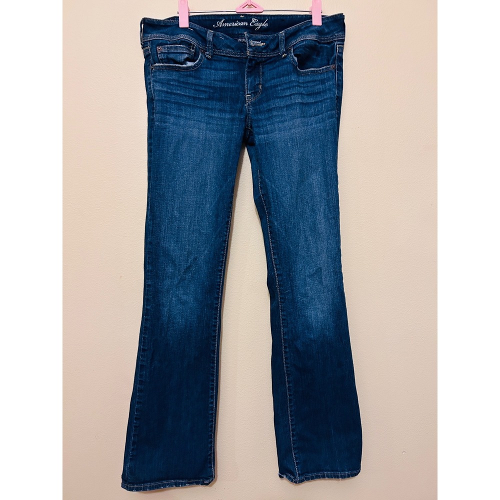 American Eagle Bootcut Jeans Womens Blue Excellent Stretch Low Rise Denim